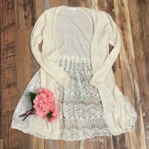 Lauren Conrad Lace Open Sweater